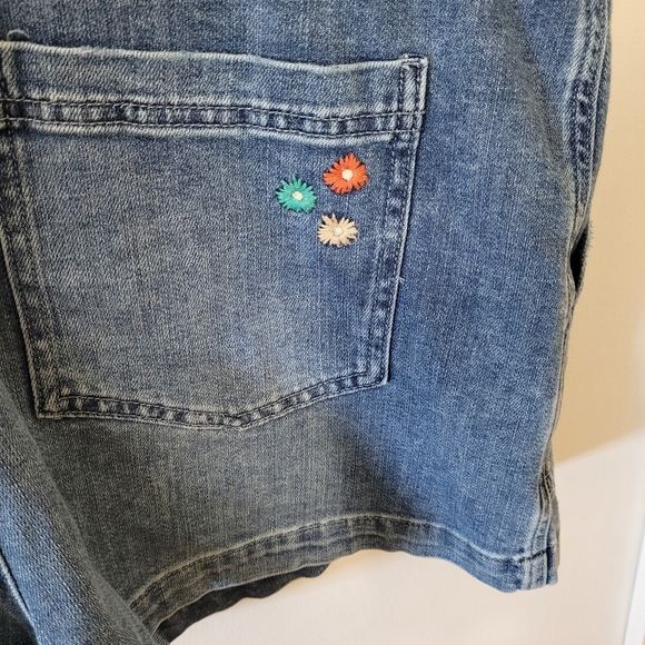 Baggy Overall Shorts with Embroidery - Picture 2 of 7